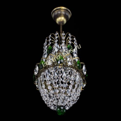 Люстра Астра №1 узкая зеленая под бронзу в Подольске Гусь Хрустальный