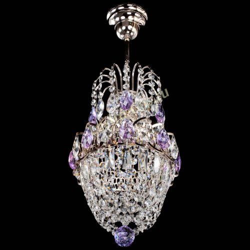 Люстра Астра №1 узкая фиолетовая в Подольске Гусь Хрустальный