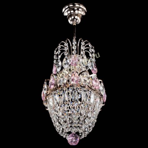 Люстра Астра №1 узкая розовая в Подольске Гусь Хрустальный