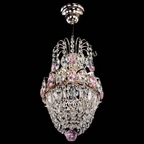 Люстра Астра №1 узкая розовая в Подольске Гусь Хрустальный