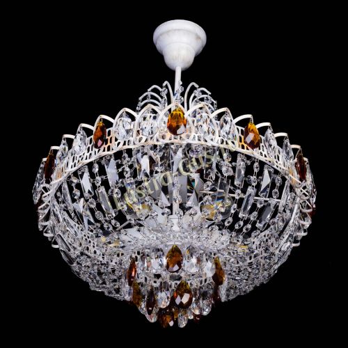 Люстра Астра Белая с подвесом чайная в Подольске Гусь Хрустальный