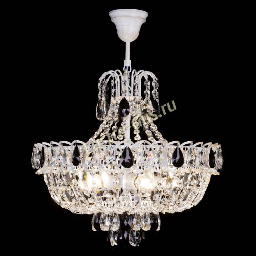 Люстра Астра Белая с подвесом черная в Подольске Гусь Хрустальный