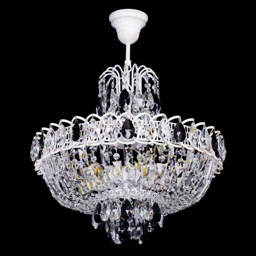 Люстра Астра Белая с подвесом черная в Подольске Гусь Хрустальный