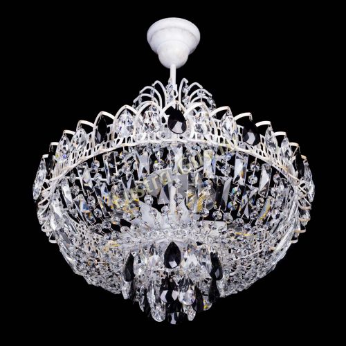 Люстра Астра Белая с подвесом черная в Подольске Гусь Хрустальный