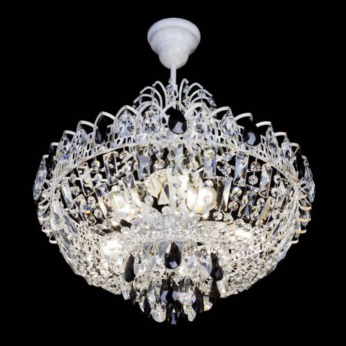 Люстра Астра Белая с подвесом черная в Подольске Гусь Хрустальный