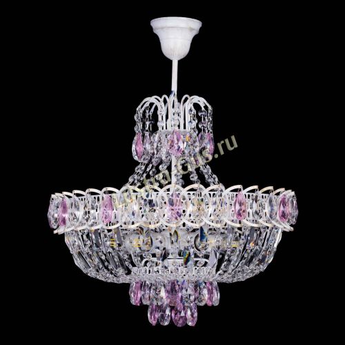 Люстра Астра Белая с подвесом розовая в Подольске Гусь Хрустальный