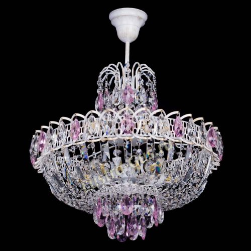 Люстра Астра Белая с подвесом розовая в Подольске Гусь Хрустальный