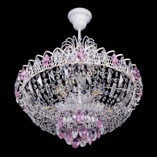 Люстра Астра Белая с подвесом розовая в Подольске Гусь Хрустальный