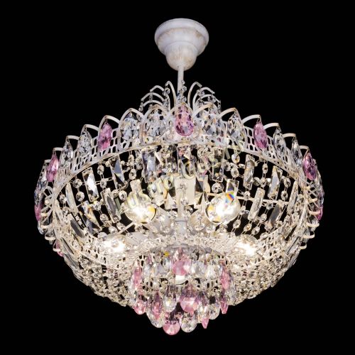 Люстра Астра Белая с подвесом розовая в Подольске Гусь Хрустальный