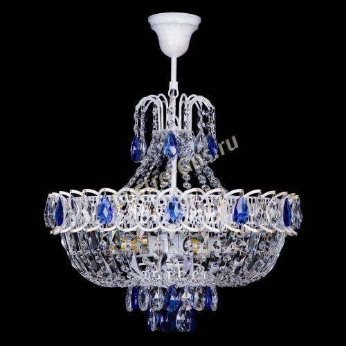 Люстра Астра Белая с подвесом синяя в Подольске Гусь Хрустальный