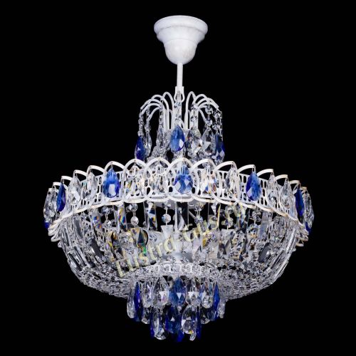 Люстра Астра Белая с подвесом синяя в Подольске Гусь Хрустальный