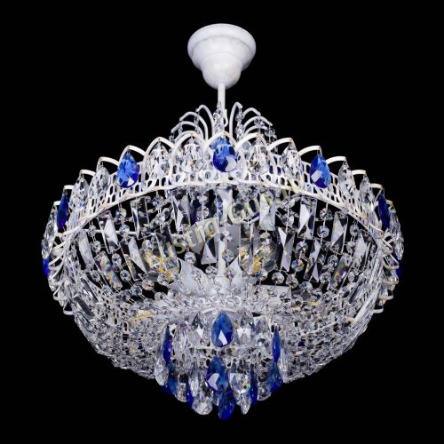 Люстра Астра Белая с подвесом синяя в Подольске Гусь Хрустальный