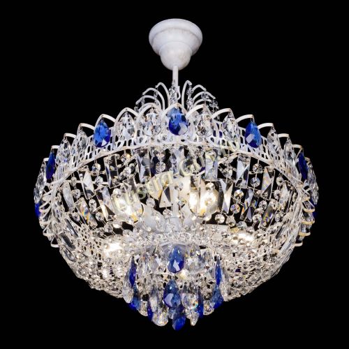 Люстра Астра Белая с подвесом синяя в Подольске Гусь Хрустальный