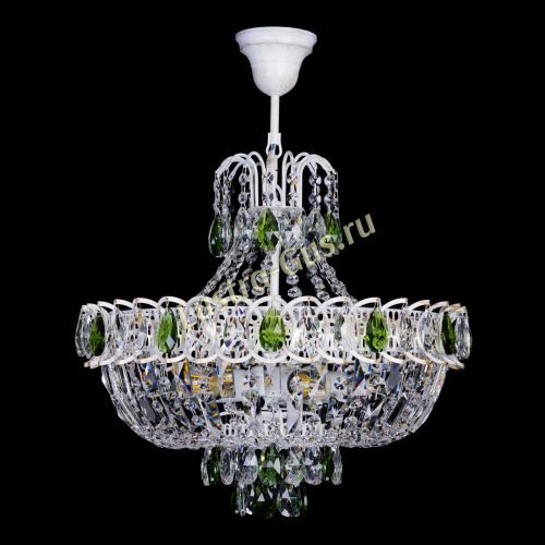 Люстра Астра Белая с подвесом зеленая в Подольске Гусь Хрустальный