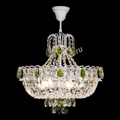 Люстра Астра Белая с подвесом зеленая в Подольске Гусь Хрустальный