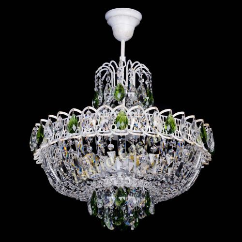 Люстра Астра Белая с подвесом зеленая в Подольске Гусь Хрустальный