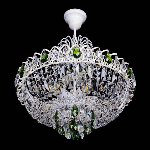 Люстра Астра Белая с подвесом зеленая в Подольске Гусь Хрустальный