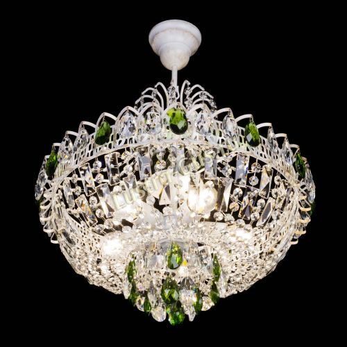 Люстра Астра Белая с подвесом зеленая в Подольске Гусь Хрустальный