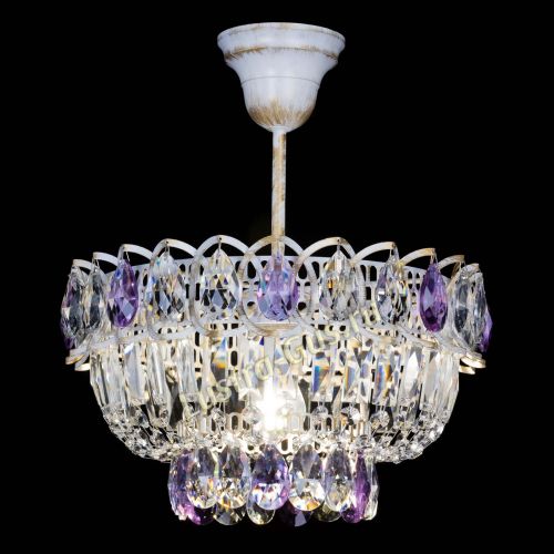 Люстра Астра Бутон №1 Фиолетовая - белая с подвесом в Подольске Гусь Хрустальный