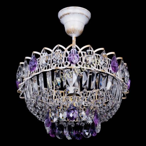 Люстра Астра Бутон №1 Фиолетовая - белая с подвесом в Подольске Гусь Хрустальный