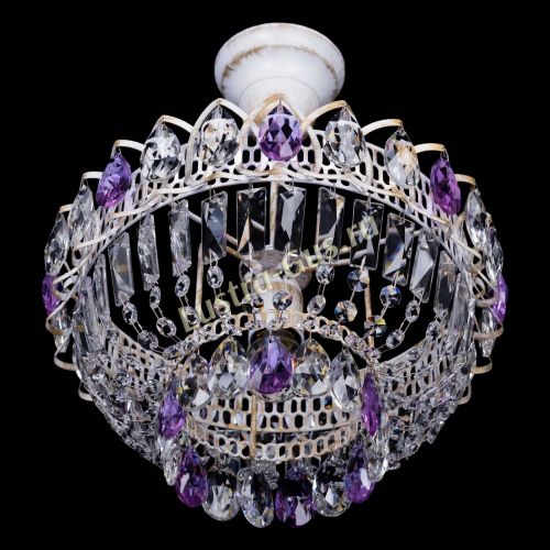 Люстра Астра Бутон №1 Фиолетовая - белая с подвесом в Подольске Гусь Хрустальный