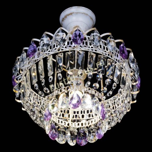 Люстра Астра Бутон №1 Фиолетовая - белая с подвесом в Подольске Гусь Хрустальный