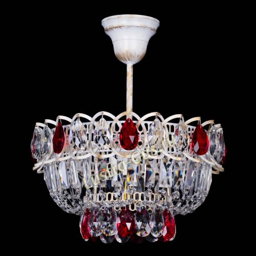 Люстра Астра Бутон №1 Красная - белая с подвесом  в Подольске Гусь Хрустальный
