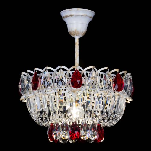 Люстра Астра Бутон №1 Красная - белая с подвесом  в Подольске Гусь Хрустальный