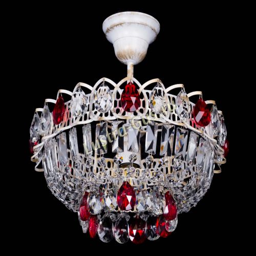 Люстра Астра Бутон №1 Красная - белая с подвесом  в Подольске Гусь Хрустальный