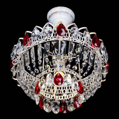 Люстра Астра Бутон №1 Красная - белая с подвесом  в Подольске Гусь Хрустальный