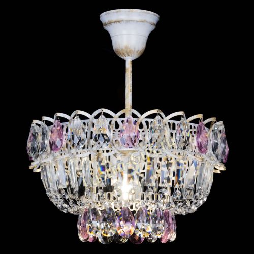 Люстра Астра Бутон №1 Розовая - белая с подвесом  в Подольске Гусь Хрустальный