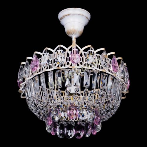 Люстра Астра Бутон №1 Розовая - белая с подвесом  в Подольске Гусь Хрустальный