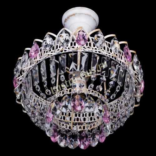 Люстра Астра Бутон №1 Розовая - белая с подвесом  в Подольске Гусь Хрустальный