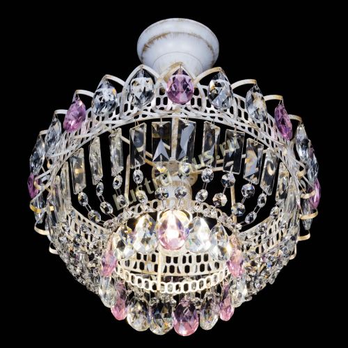 Люстра Астра Бутон №1 Розовая - белая с подвесом  в Подольске Гусь Хрустальный