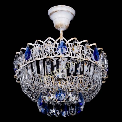 Люстра Астра Бутон №1 Синяя - белая с подвесом в Подольске Гусь Хрустальный