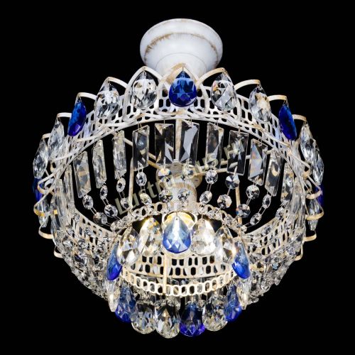 Люстра Астра Бутон №1 Синяя - белая с подвесом в Подольске Гусь Хрустальный