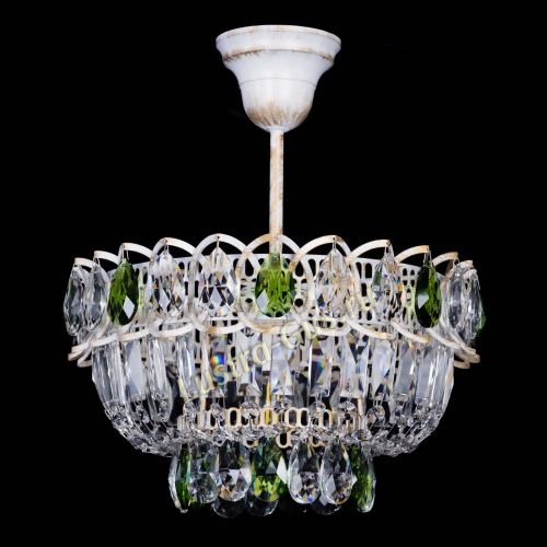 Люстра Астра Бутон №1 Зеленая - белая с подвесом  в Подольске Гусь Хрустальный