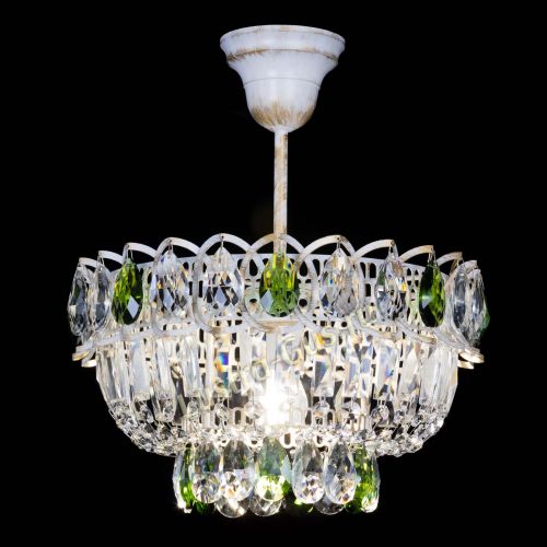 Люстра Астра Бутон №1 Зеленая - белая с подвесом  в Подольске Гусь Хрустальный