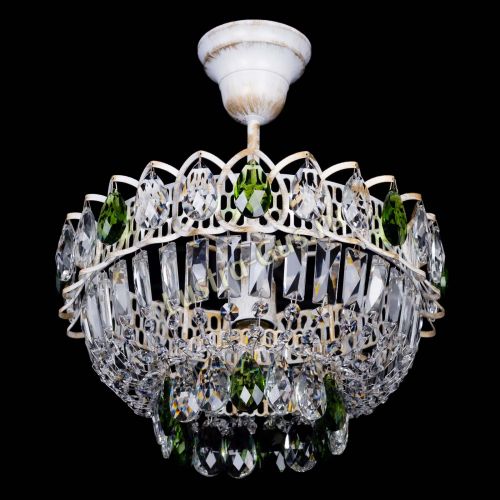Люстра Астра Бутон №1 Зеленая - белая с подвесом  в Подольске Гусь Хрустальный