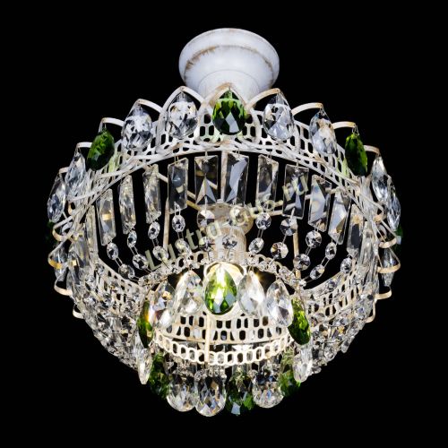 Люстра Астра Бутон №1 Зеленая - белая с подвесом  в Подольске Гусь Хрустальный