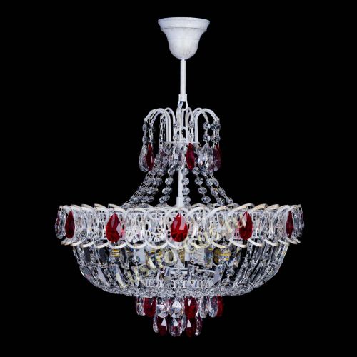 Люстра Астра Белая с подвесом красная в Подольске Гусь Хрустальный