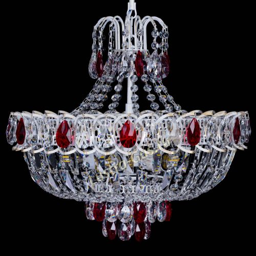 Люстра Астра Белая с подвесом красная в Подольске Гусь Хрустальный