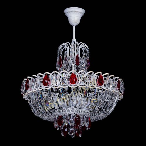 Люстра Астра Белая с подвесом красная в Подольске Гусь Хрустальный
