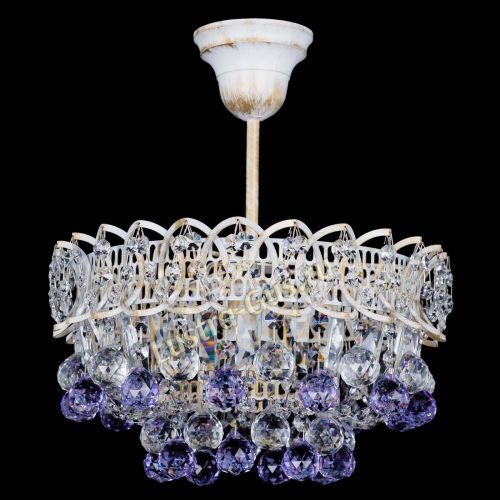 Люстра Астра шар №1 Фиолетовая белая в Подольске Гусь Хрустальный