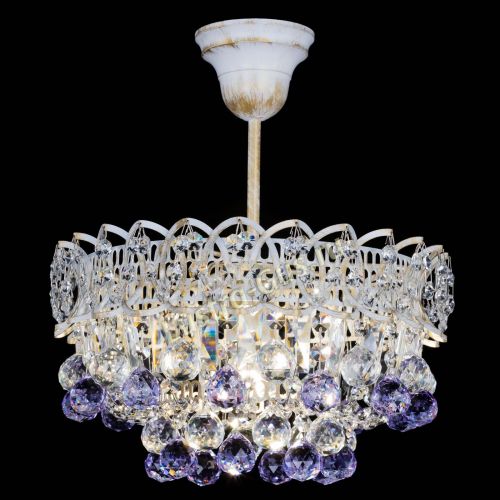 Люстра Астра шар №1 Фиолетовая белая в Подольске Гусь Хрустальный