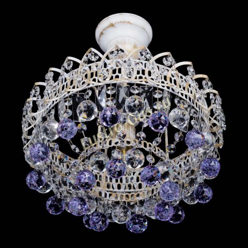 Люстра Астра шар №1 Фиолетовая белая в Подольске Гусь Хрустальный