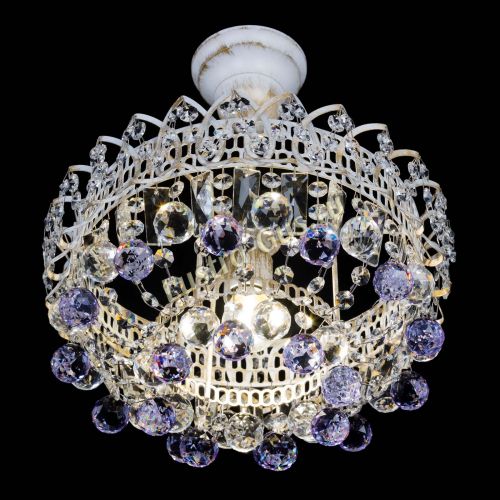 Люстра Астра шар №1 Фиолетовая белая в Подольске Гусь Хрустальный