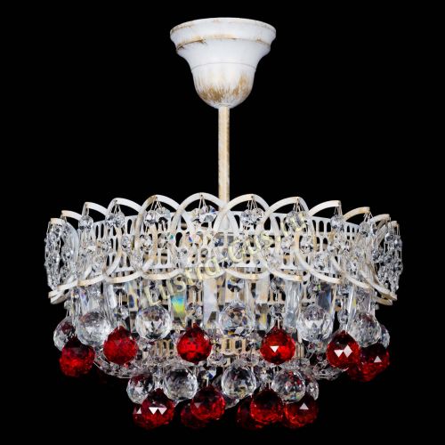 Люстра Астра шар №1 Красная белая в Подольске Гусь Хрустальный