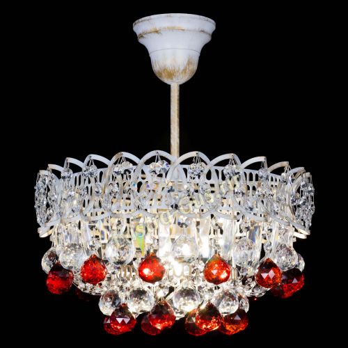 Люстра Астра шар №1 Красная белая в Подольске Гусь Хрустальный