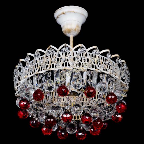 Люстра Астра шар №1 Красная белая в Подольске Гусь Хрустальный